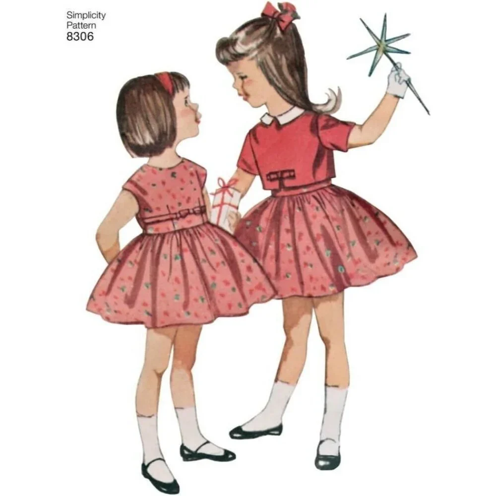 Simplicity Sewing Pattern 8306 Dress Lined‎ Jacket Girls Size 3-8 UNCUT